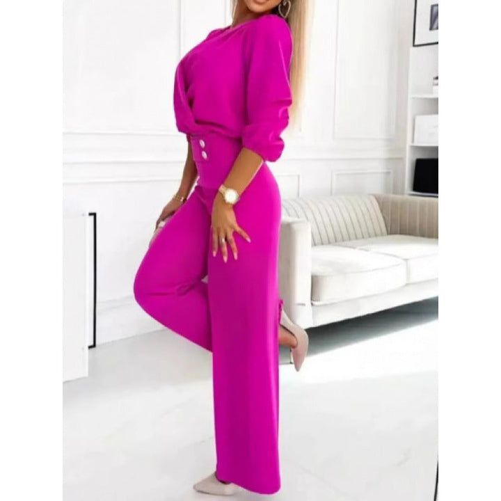 Damen elegantes Jumpsuit mit weiten Beinen Drune