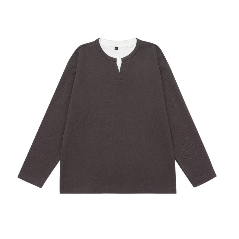 Unisex Oversize-Sweatshirt mit Notch-Ausschnitt und kontrastiertem Kragen-Einsatz Drune