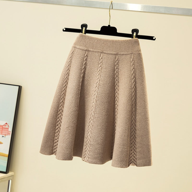 Damen Eleganter, plissierter Maxirock aus hochwertigem Strick Drune