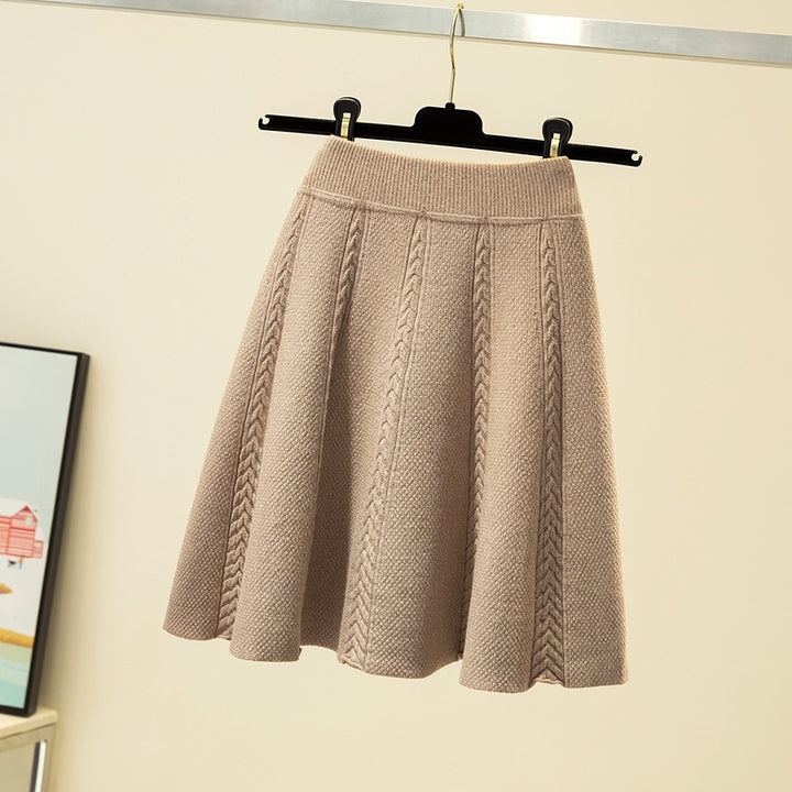 Damen Eleganter, plissierter Maxirock aus hochwertigem Strick Drune