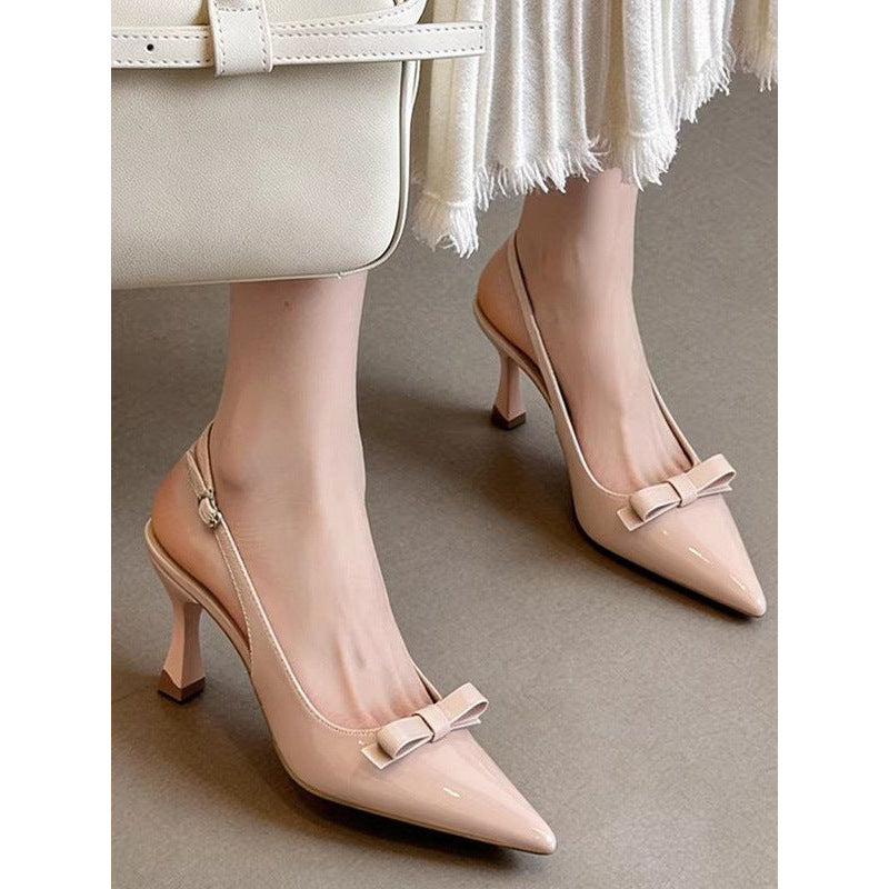 Damen spitze Slingback-Pumps mit eleganter Schleifenverzierung Drune