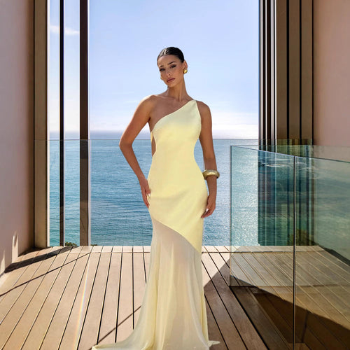 Damen asymmetrisches Abendkleid Drune
