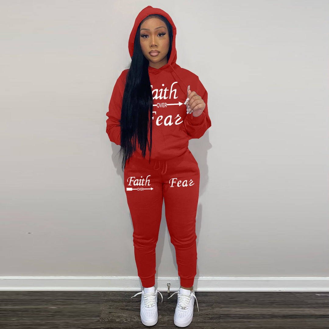 Damen Hoodie und Jogginghose Set mit inspirierendem Spruch Drune
