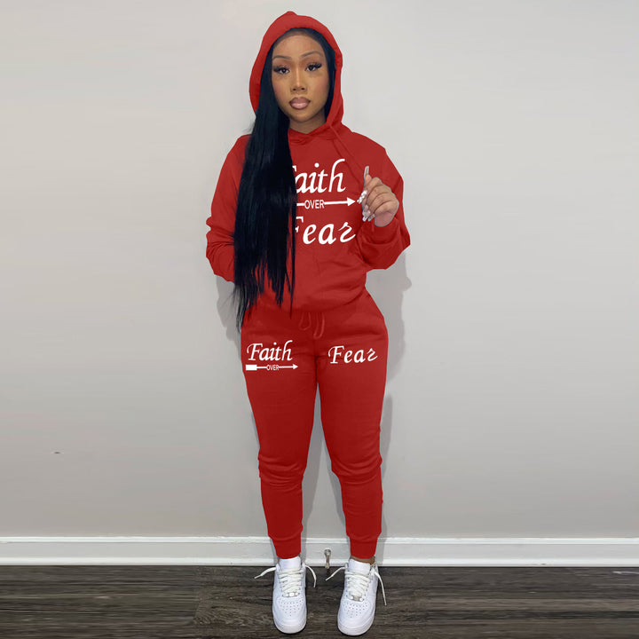Damen Hoodie und Jogginghose Set mit inspirierendem Spruch Drune