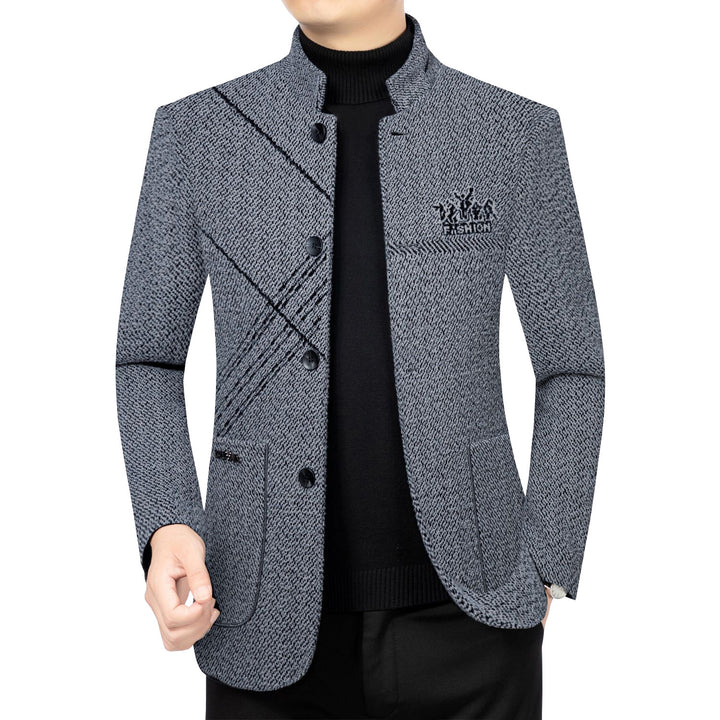 Herren Wollmantel mit Teddyfutter, Stehkragen und schmaler Silhouette Drune