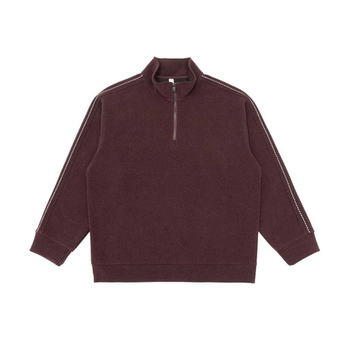 Unisex Halbzip‑Pullover mit Stehkragen und diagonaler Rippenstruktur Drune