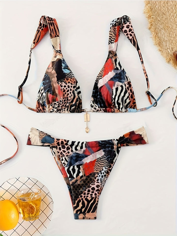 Damen zweiteiliges Tiermuster-Bikini-Set Drune