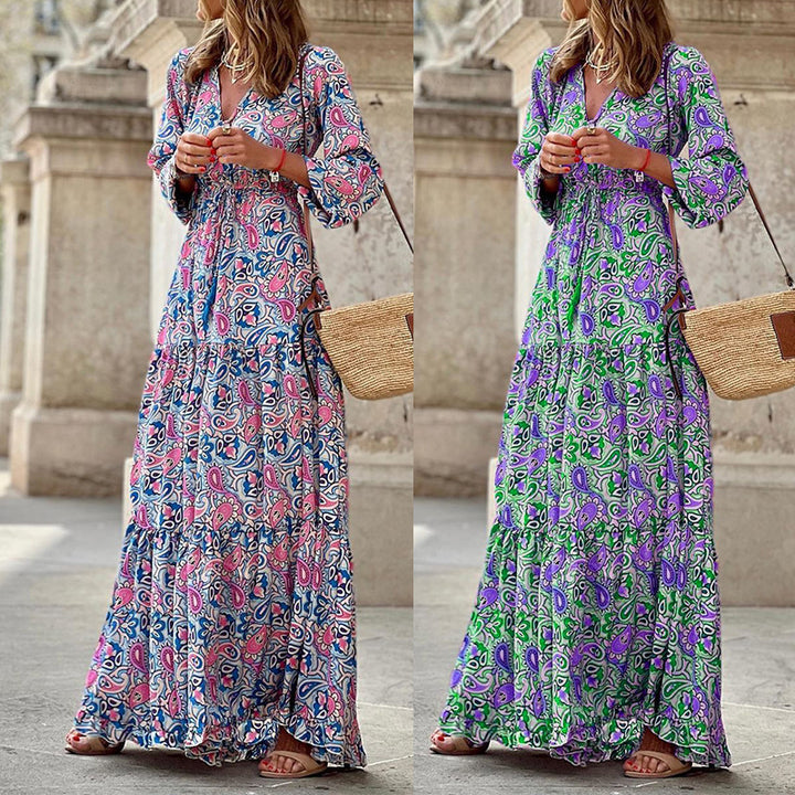 Damen Maxikleid mit eleganter Paisley-Optik und luftigen Ärmeln Drune