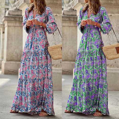 Damen Maxikleid mit eleganter Paisley-Optik und luftigen Ärmeln Drune