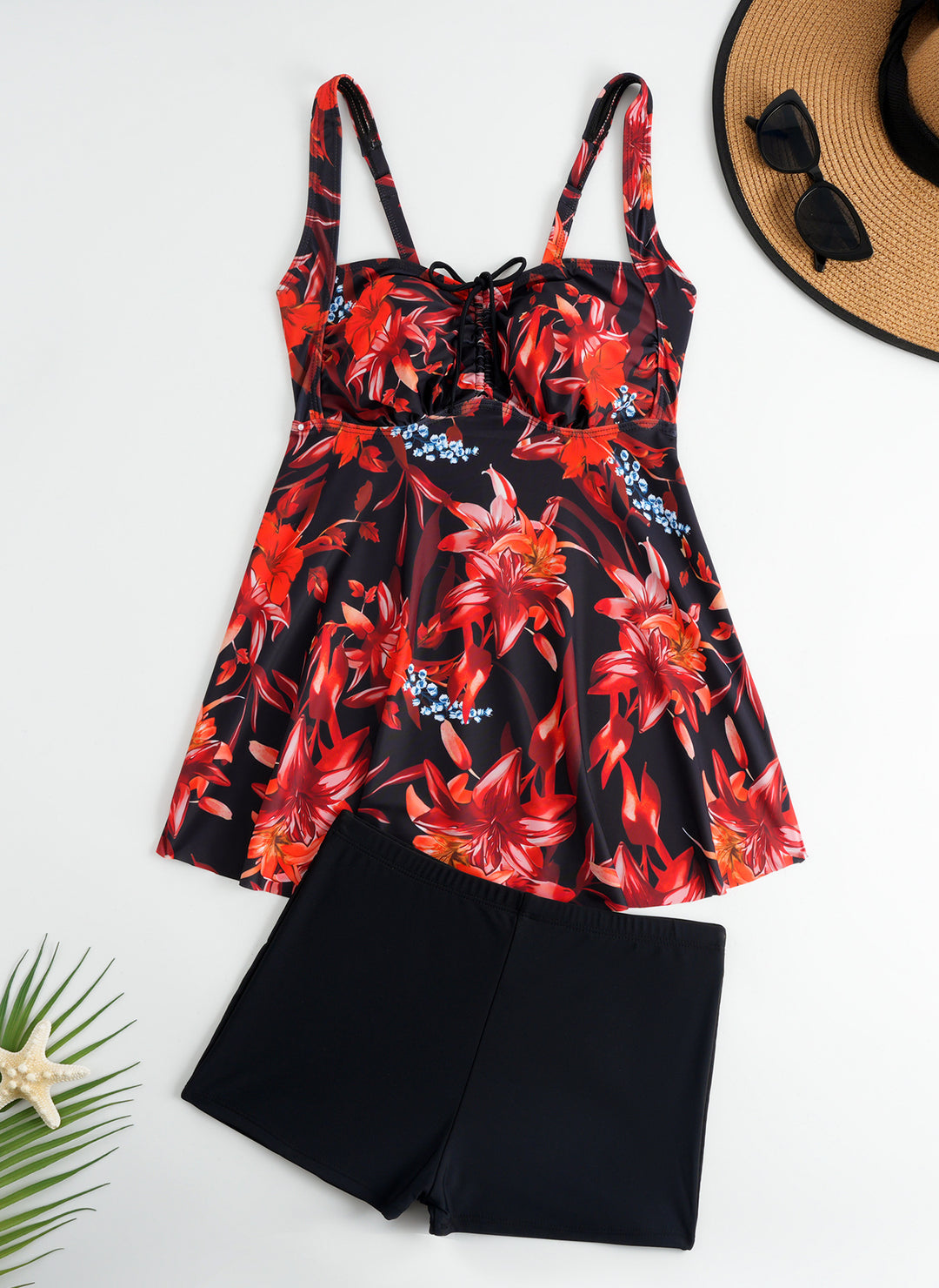 Damen Tankini mit floralem Oberteil und bequemen Shorts Drune