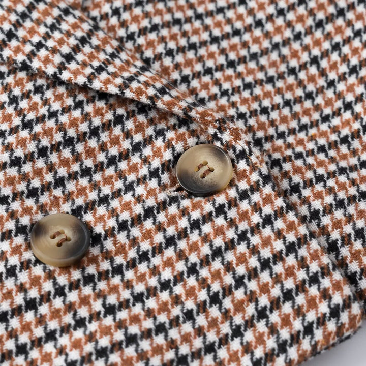 Damen Cropped Blazer im Hahnentritt-Muster mit doppelreihiger Knopfleiste Drune