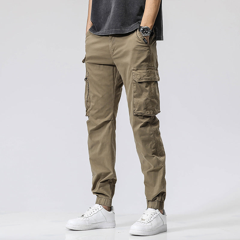 Herren Freizeits-Utility-Cargohose im Joggerstil mit teil-elastischem Bund und multifunktionalen Frontklappen Drune