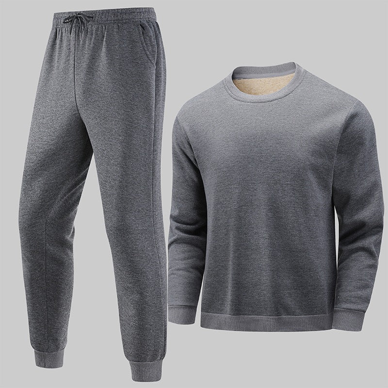 Herren Thermo‑Fleece Lounge‑Set mit Rundhals-Pullover & tapered Jogginghose Drune