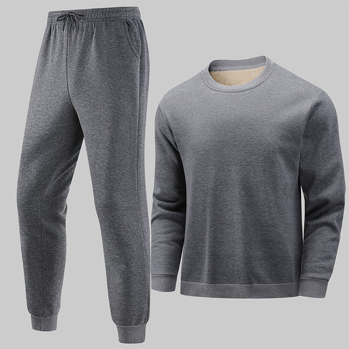 Herren Thermo‑Fleece Lounge‑Set mit Rundhals-Pullover & tapered Jogginghose Drune