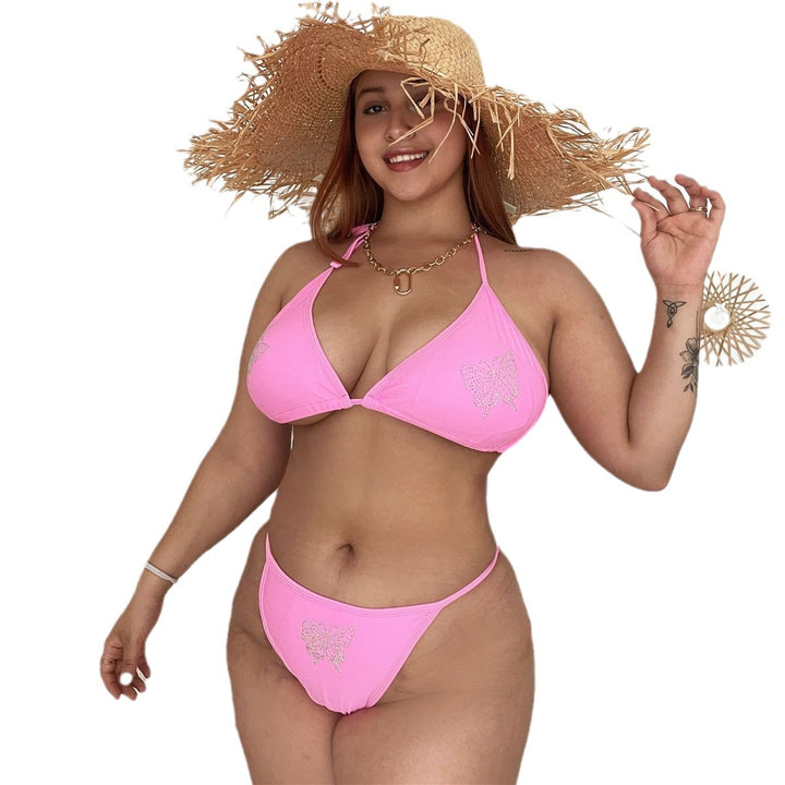 Damen Triangel-Bikini mit zartem Schmetterlingsdesign und funkelnden Details Drune
