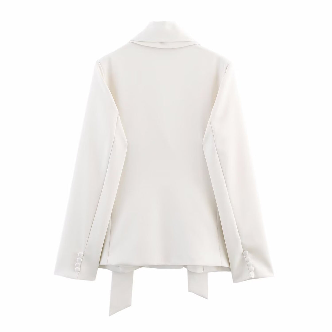 Damen eleganter Blazer mit abnehmbarem Halstuch Drune