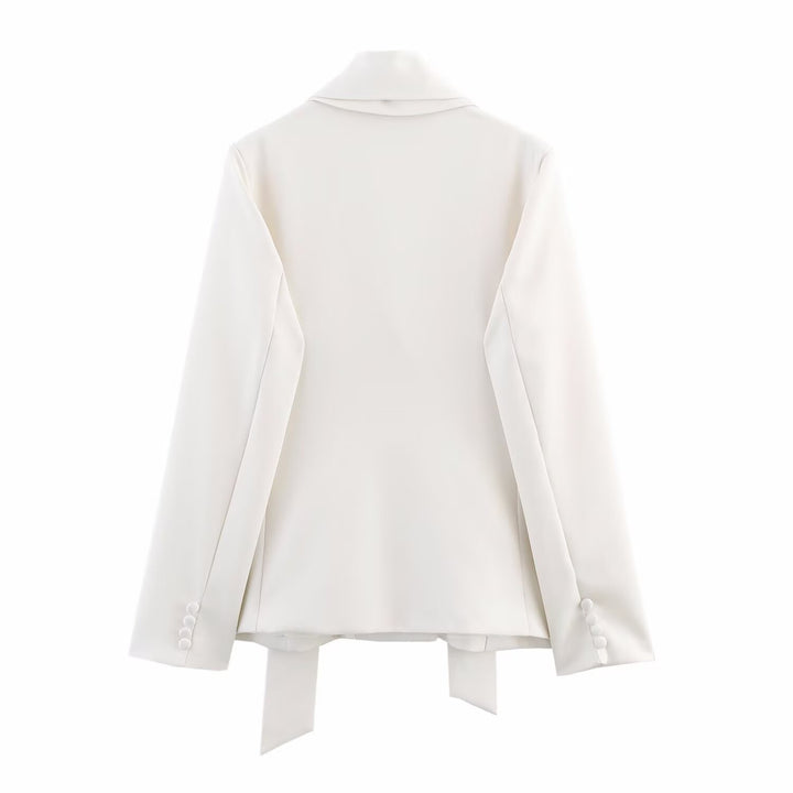 Damen eleganter Blazer mit abnehmbarem Halstuch Drune