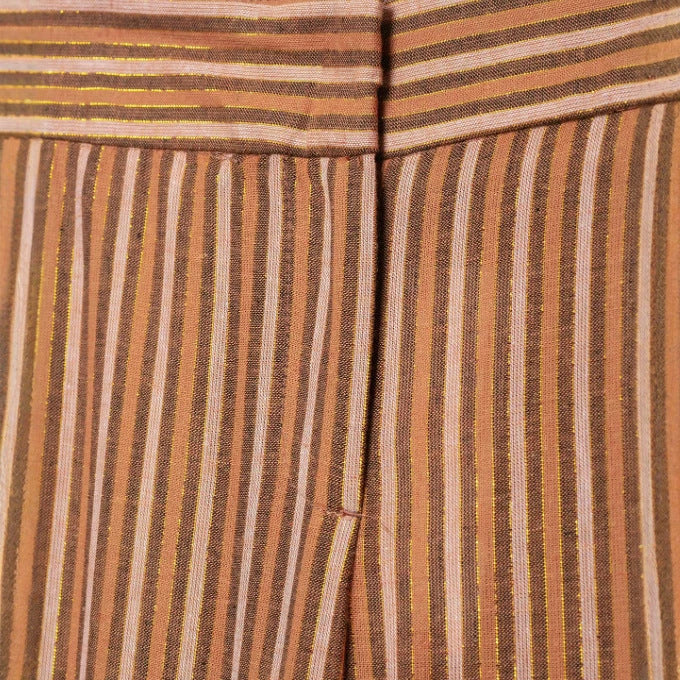 Damen Weite Palazzo‑Strickhose mit hoher Taille und vertikaler Streifenstruktur Drune
