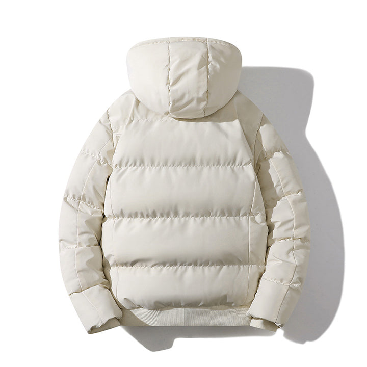 Herren Kurze Thermo-Steppjacke mit Kapuze, mattierter Oberfläche & Kontrastreißverschlüssen Drune