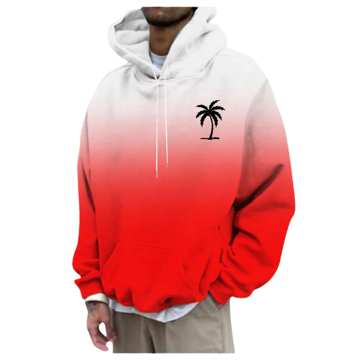 Unisex Trendiger Oversized Kapuzenpullover mit Farbverlauf und Palmenmotiv Drune