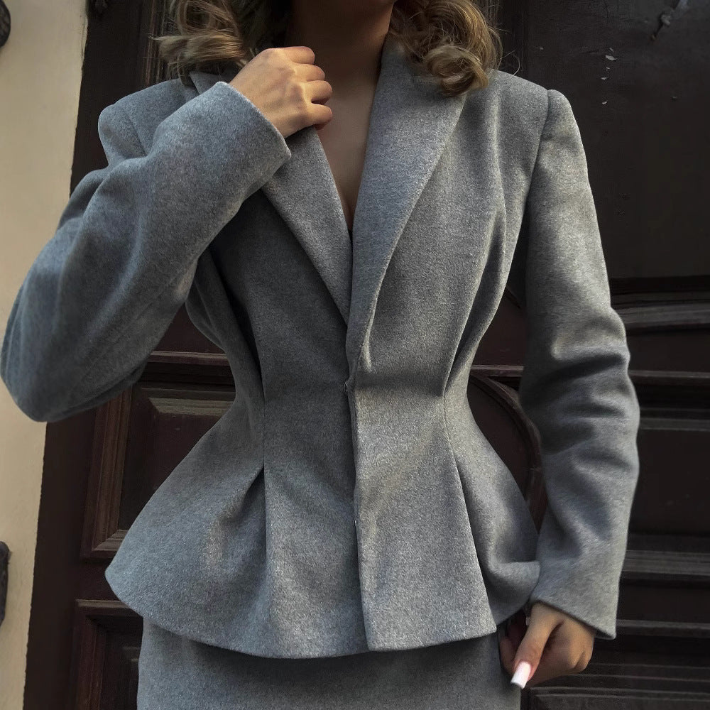 Damen Zweiteiliges Business-Kostüm mit tailliertem Blazer und Bleistiftrock Drune