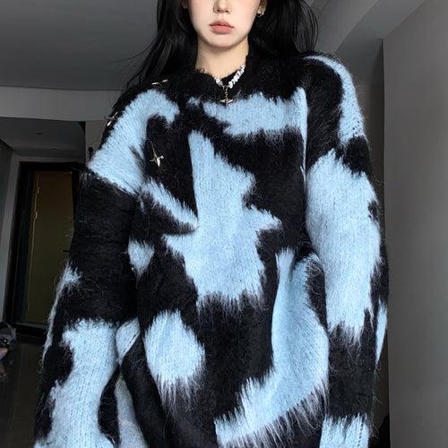Damen Oversized Strickpullover mit modernem Muster und lässigem Schnitt Drune