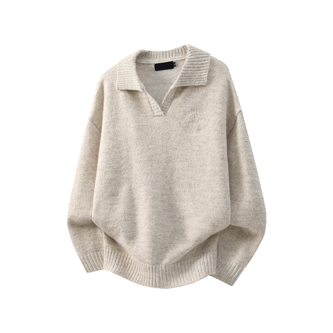 Damen Modischer Grobstrickpullover mit V-Ausschnitt Drune