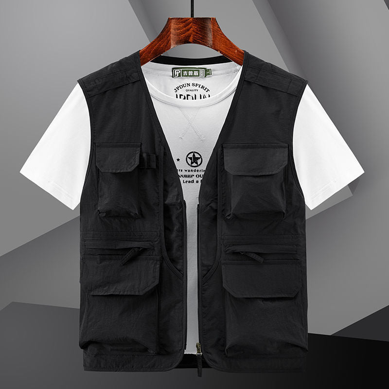 Herren Utility Outdoor-Weste mit Mehrfachtaschen und Frontreißverschluss Drune