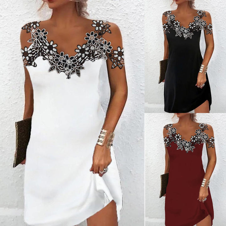 Damen Elegantes Kleid mit Spitzenbesatz Drune