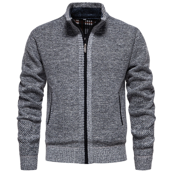 Herren Strickjacke mit hohem Kragen und praktischem Reißverschluss Drune