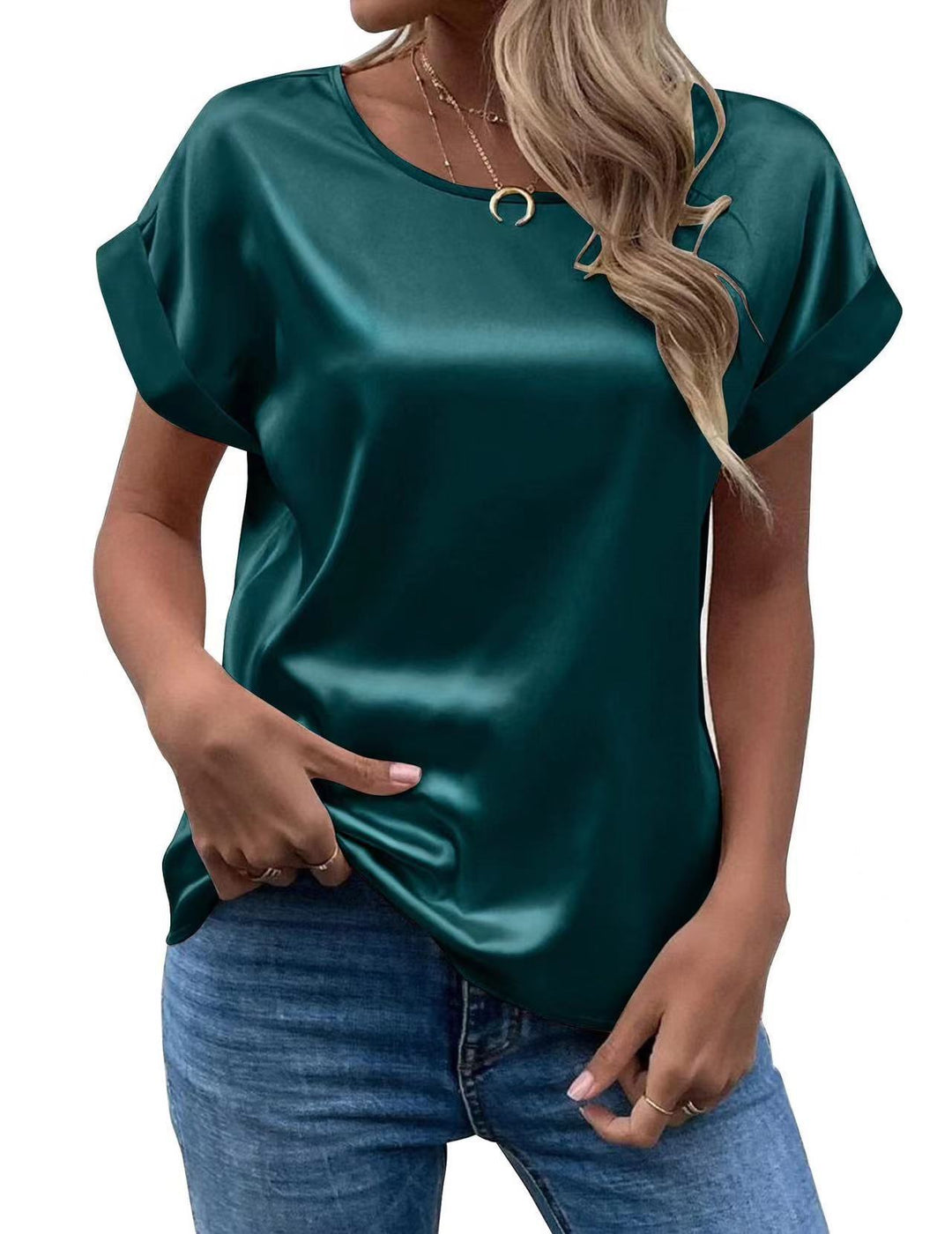 Damen Satin T-Shirt mit elegante Details Drune