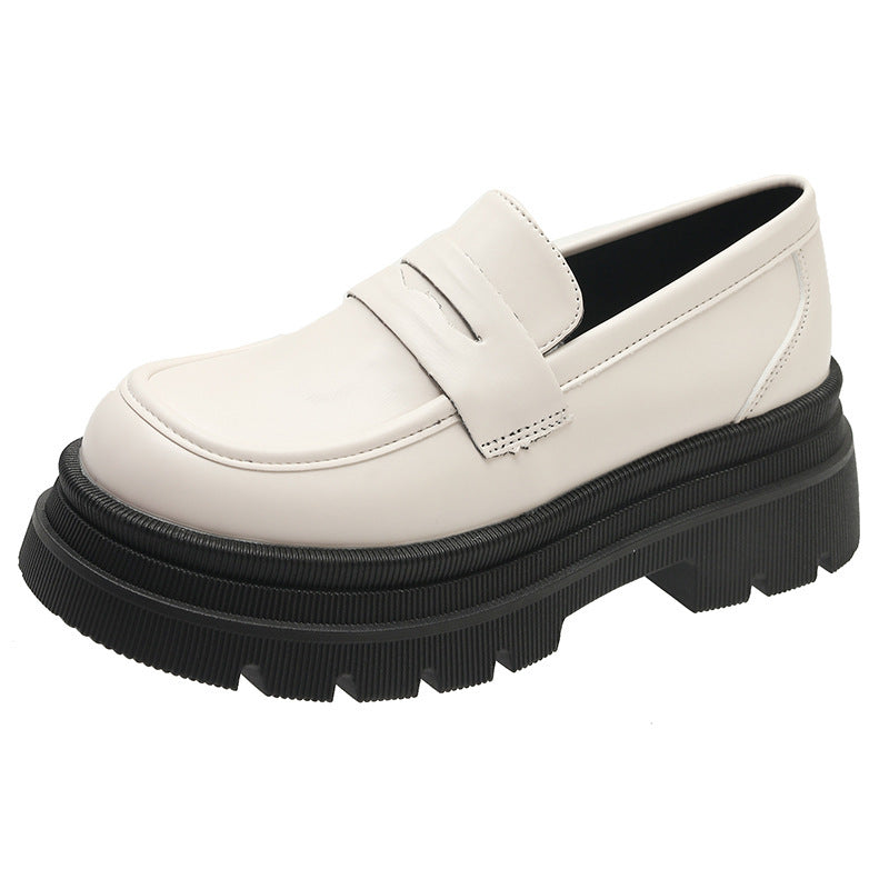 Damen nan modische Plateau-Loafer in Lederoptik mit profilierter Gummisohle und gepolstertem Fußbett Drune