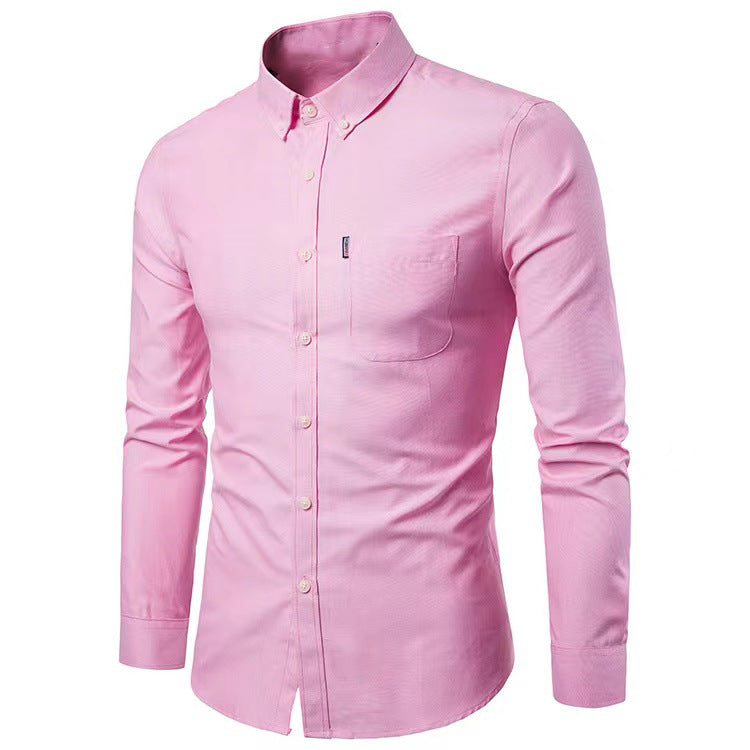Herren nan tailliertes Oxford-Hemd mit Button-Down-Kragen und Brusttasche Drune