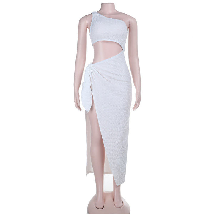 Damen asymmetrisches Maxikleid mit Cut-Out und Wickeldesign Drune