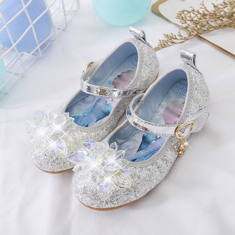 Mädchen Glitzernde Ballerina-Sandalen mit Blumenapplikationen Drune