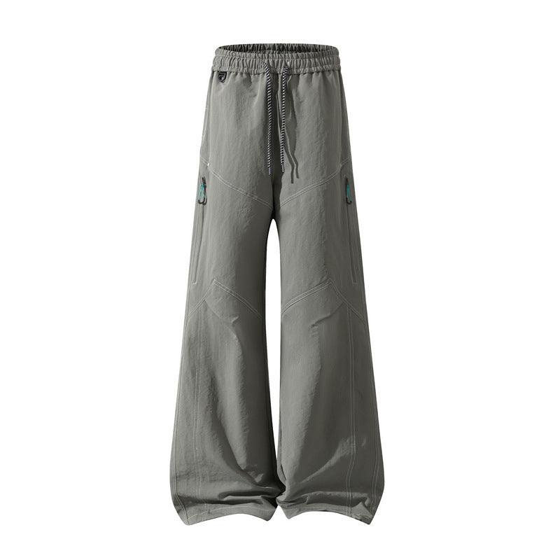 Herren Weite Cargo‑Hose mit Tunnelzugbund, Utility‑Nähten und Reißverschluss‑Taschen Drune