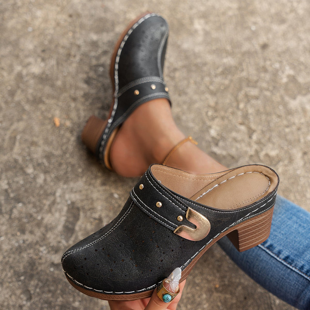 Damen Hohe Clogs mit floralem Muster und ergonomischem Fußbett Drune