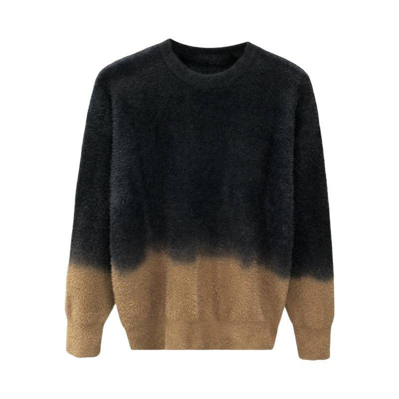 Herren Flauschiger Farbverlauf-Pullover aus Mohair-Mix mit Rundhals und geradem Schnitt Drune