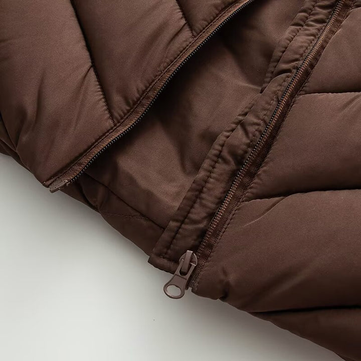 Damen Hybrid-Steppjacke mit Wattierung, Kapuze und elastischen Ärmel-Einsätzen Drune