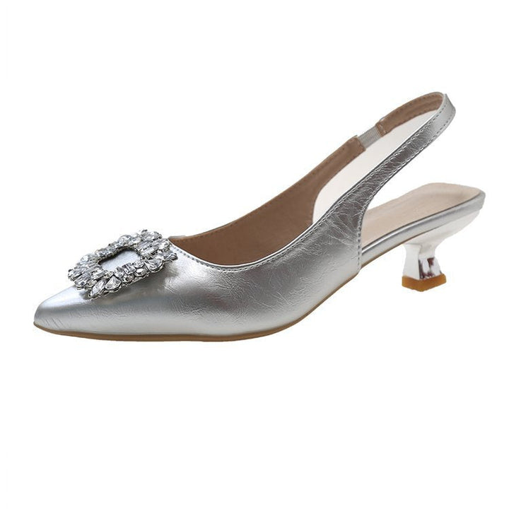 Damen Slingback Pumps mit Strassbesetztem Detail Drune