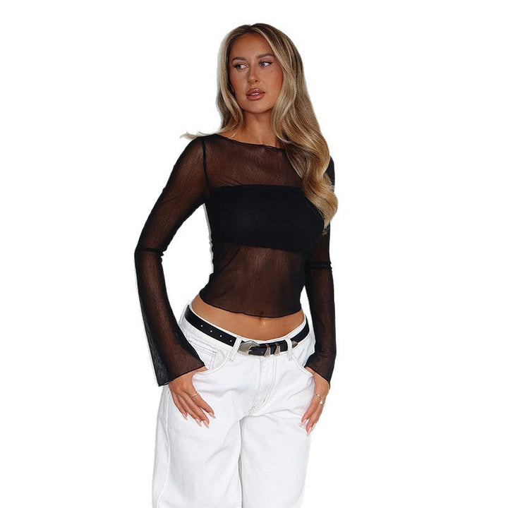 Damen figurbetontes Mesh-Oberteil Drune