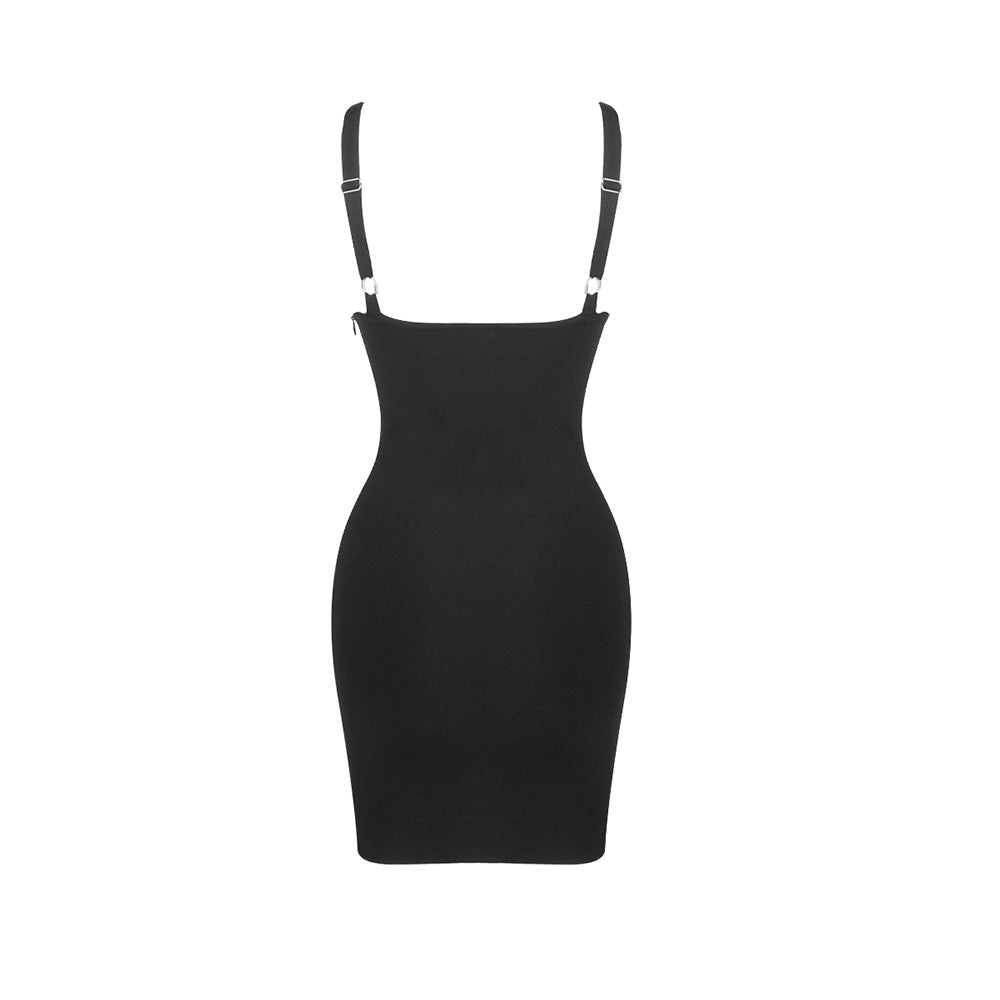 Damen figurbetontes Kleid mit V-Ausschnitt Drune