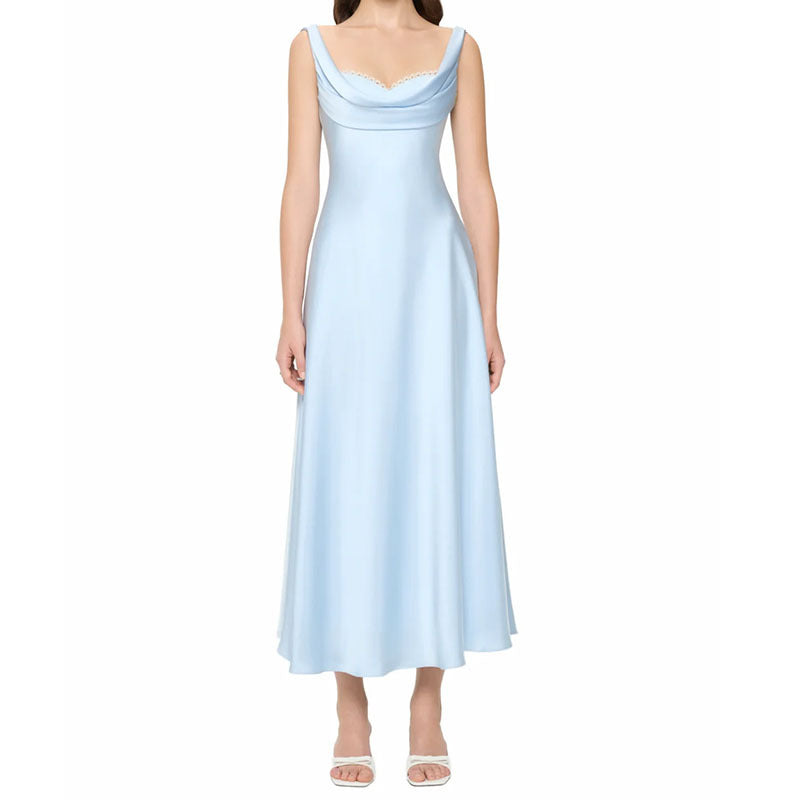 Damen Elegantes Maxikleid mit Cowl-Ausschnitt Drune