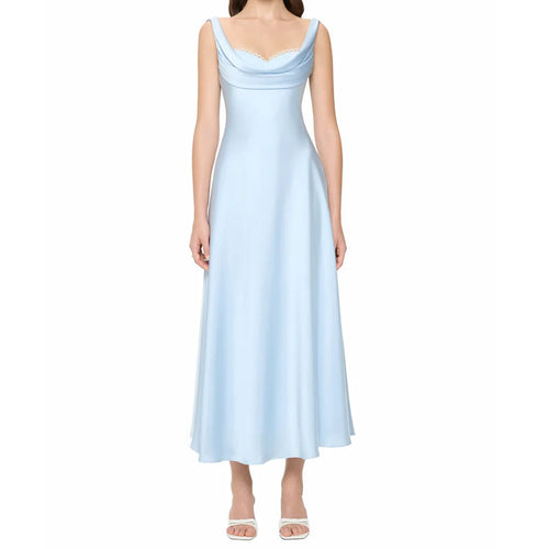 Damen Elegantes Maxikleid mit Cowl-Ausschnitt Drune
