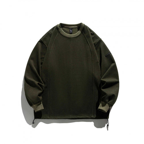 Unisex Strukturiertes Oversize-Sweatshirt mit Kordelzugbund und Raglanärmeln Drune