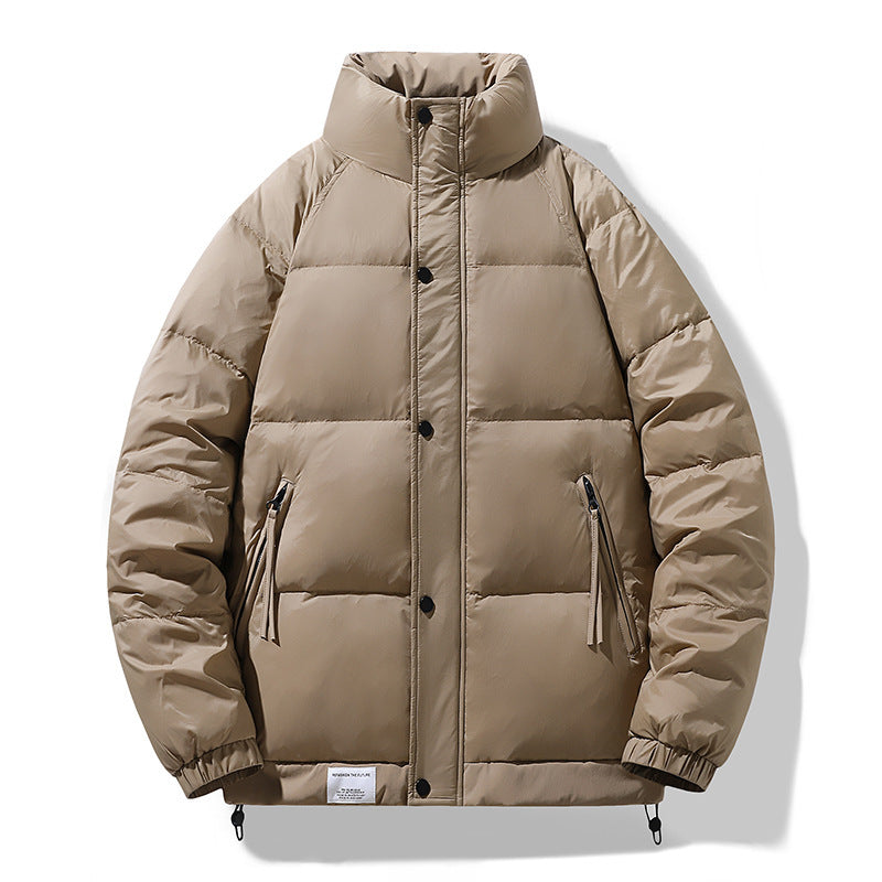 Herren Gesteppte Wattierte Daunenjacke mit Stehkragen und Kordelzug Drune