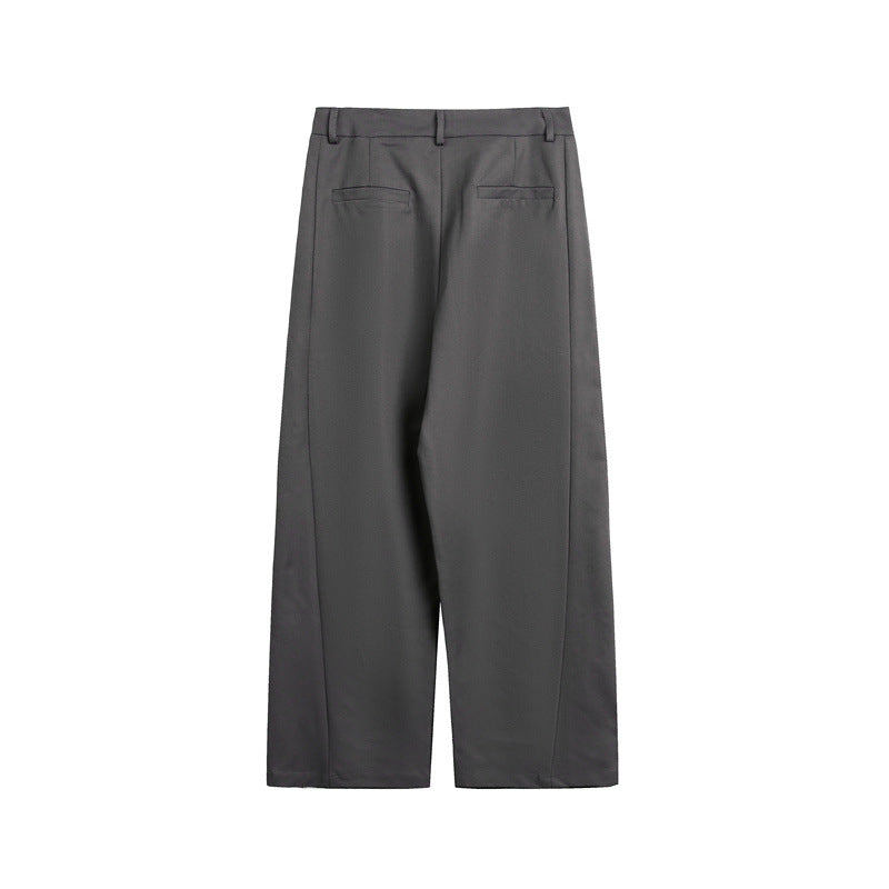 Damen Weite High-Waist Stoffhose mit Bügelfalte und seitlichen Eingrifftaschen Drune