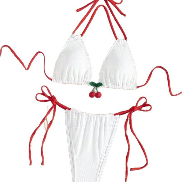 Damen Triangel-Bikini-Set mit fruchtigem Motiv und verstellbaren Bändern Drune
