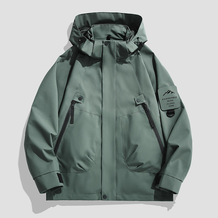 Herren Wasserdichte Utility-Softshelljacke mit Kapuze, schräge Reißverschlusstaschen & verstellbaren Ärmelriegeln Drune