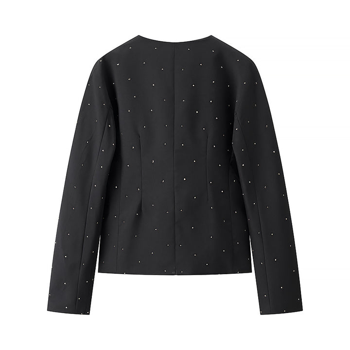 Damen elegante Blazerjacke mit funkelnden Details und dekorativen Taschen Drune